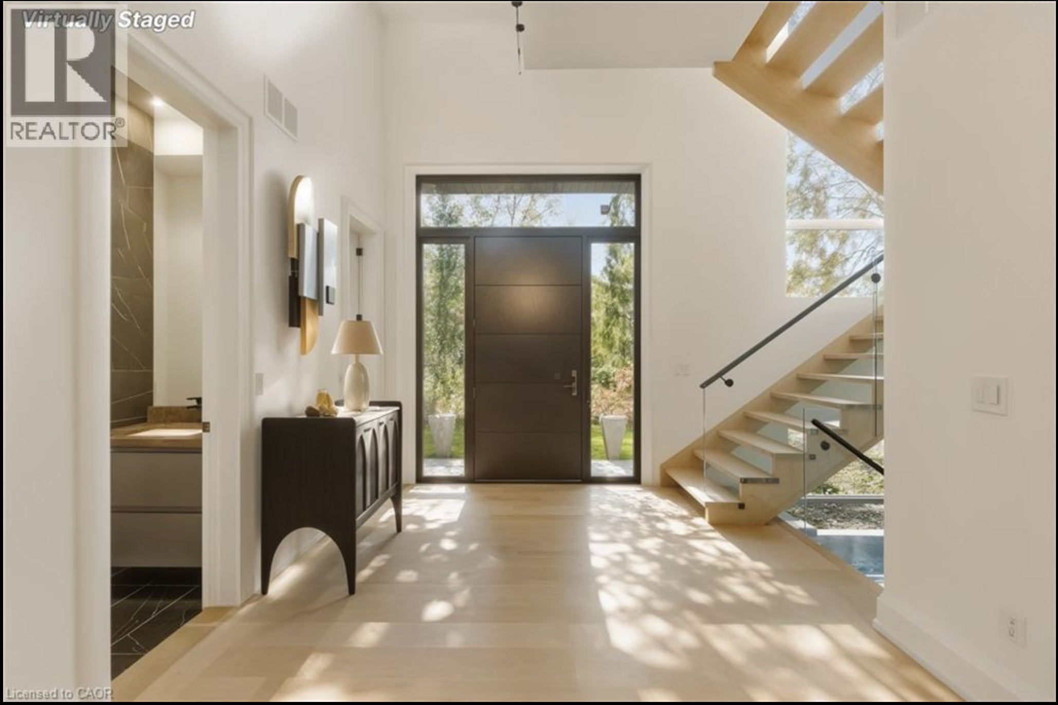 Foyer — sconces and stairwell lighting on a single scene